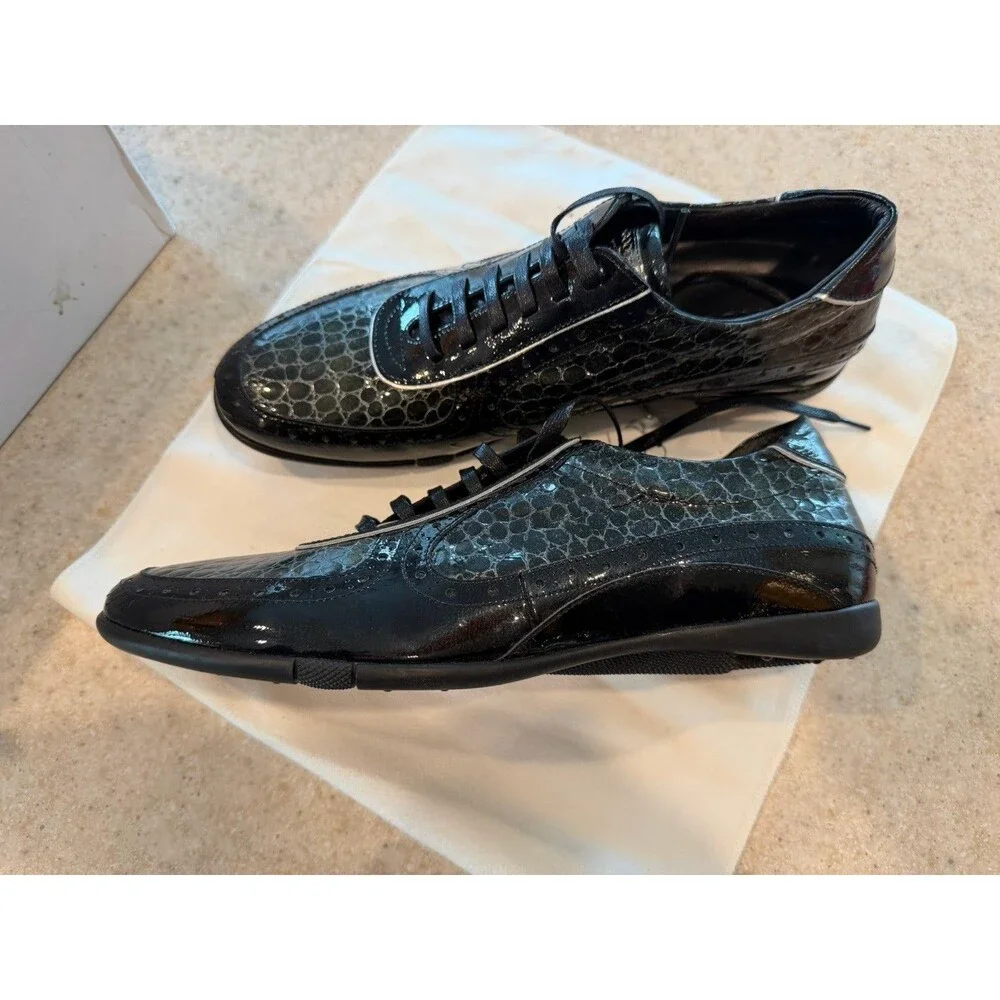 Luxury Vegan Leather Men’s Dress Sneakers –GooDoo Size 8 Premium Designer Shoes